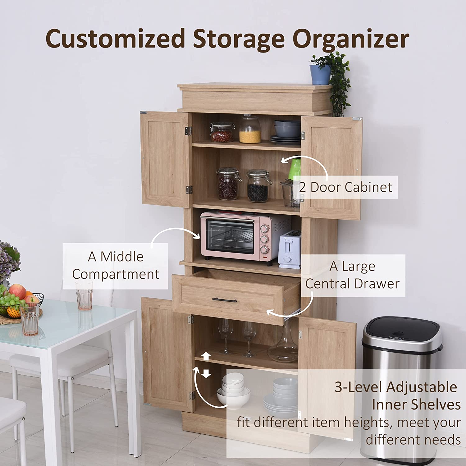 HOMCOM-Traditional-Freestanding-Kitchen-Pantry-Cabinet-Cupboard-(inside-layout)